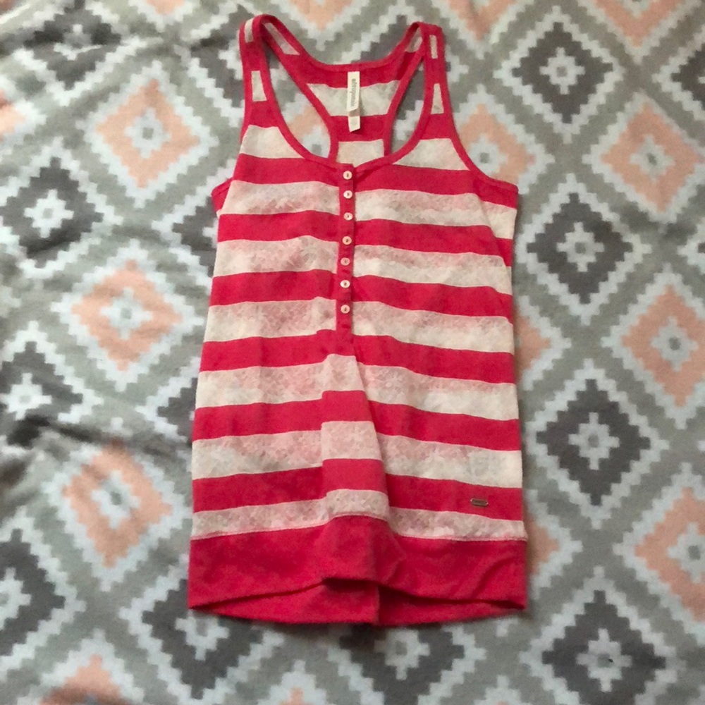 Pink and white tank top